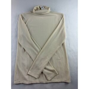 LOFT Outlet Women's Medium Beige Long Sleeve Turtleneck‎ Waffle Knit Top